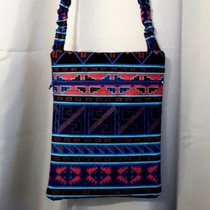 New Southwestern Aztec Shoulder Bag Sling Purse Pink Blue Geometric Aztec